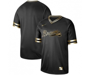 Braves Blank Black Gold Authentic Stitched Baseball Jersey