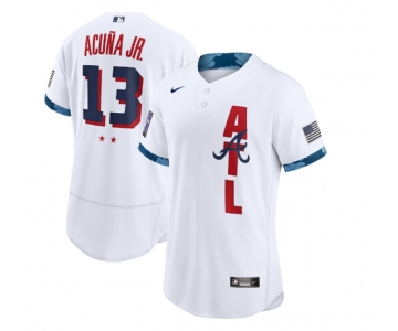 Men's Atlanta Braves #13 Ronald Acuña Jr. 2021 White All-Star Flex Base Stitched MLB Jersey