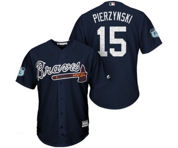 Men's Atlanta Braves #15 A.J. Pierzynski Navy Blue 2017 Spring Training Stitched MLB Majestic Cool Base Jersey