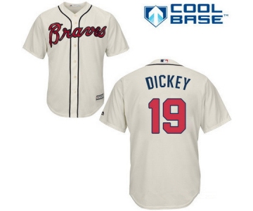 Men's Atlanta Braves #19 R.A. Dickey Cream Alternate Stitched MLB Majestic Cool Base Jersey