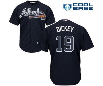 Men's Atlanta Braves #19 R.A. Dickey Navy Blue Alternate Stitched MLB Majestic Cool Base Jersey