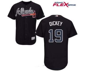 Men's Atlanta Braves #19 R.A. Dickey Navy Blue Alternate Stitched MLB Majestic Flex Base Jersey