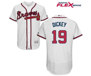 Men's Atlanta Braves #19 R.A. Dickey White Home Stitched MLB Majestic Flex Base Jersey