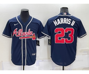 Men's Atlanta Braves #23 Michael Harris II Navy Blue Stitched MLB Cool Base Nike Jersey