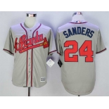 Men's Atlanta Braves #24 Deion Sanders Grey New Cool Base Jersey