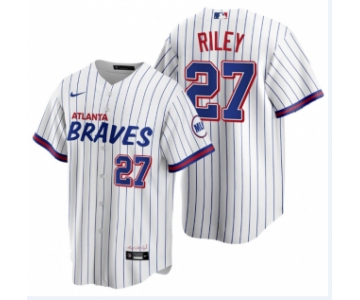 Men's Atlanta Braves #27 Austin Riley 2021 City Connect Stitched White Jersey