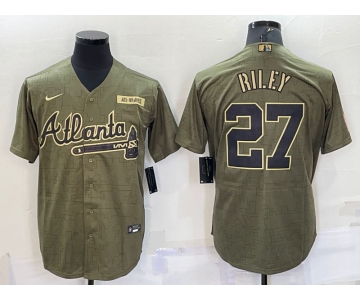 Men's Atlanta Braves #27 Austin Riley 2021 Olive Salute To Service Limited Stitched Jersey