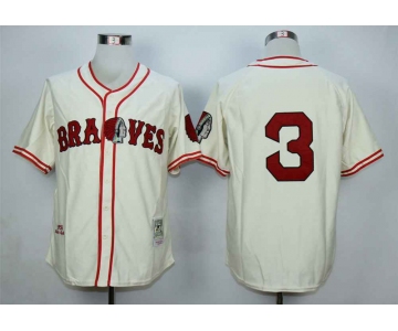 Men's Atlanta Braves #3 Babe Ruth Cream 1935 Throwback Jersey