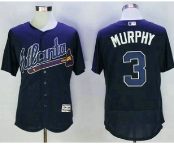 Men's Atlanta Braves #3 Dale Murphy Retired Navy Blue Road Stitched MLB 2016 Majestic Flex Base Jersey