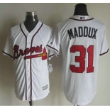 Men's Atlanta Braves #31 Greg Maddux Home White Retired Player 2015 MLB Cool Base Jersey