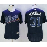 Men's Atlanta Braves #31 Greg Maddux Retired Navy Blue Road Stitched MLB 2016 Majestic Flex Base Jersey