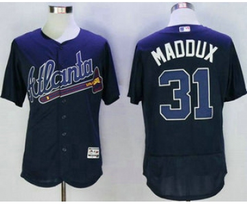 Men's Atlanta Braves #31 Greg Maddux Retired Navy Blue Road Stitched MLB 2016 Majestic Flex Base Jersey