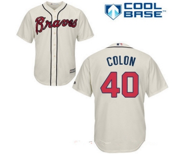 Men's Atlanta Braves #40 Bartolo Colon Cream Alternate Stitched MLB Majestic Cool Base Jersey