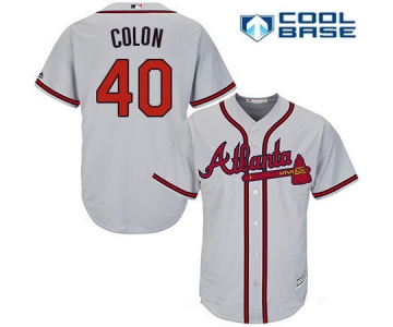 Men's Atlanta Braves #40 Bartolo Colon Gray Road Stitched MLB Majestic Cool Base Jersey