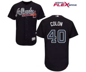 Men's Atlanta Braves #40 Bartolo Colon Navy Blue Alternate Stitched MLB Majestic Flex Base Jersey