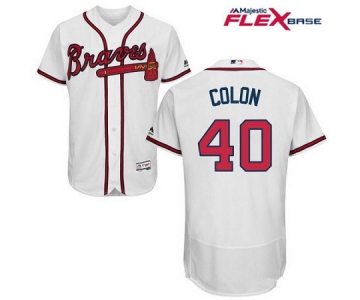 Men's Atlanta Braves #40 Bartolo Colon White Home Stitched MLB Majestic Flex Base Jersey