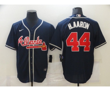 Men's Atlanta Braves #44 Hank Aaron Navy Blue Stitched MLB Cool Base Nike Jersey