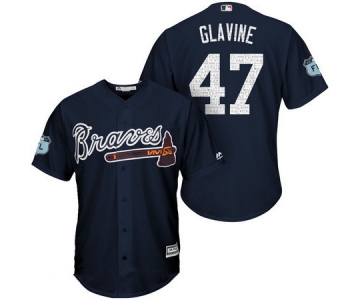 Men's Atlanta Braves #47 Tom Glavine Navy Blue 2017 Spring Training Stitched MLB Majestic Cool Base Jersey