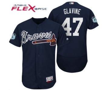 Men's Atlanta Braves #47 Tom Glavine Navy Blue 2017 Spring Training Stitched MLB Majestic Flex Base Jersey