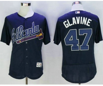 Men's Atlanta Braves #47 Tom Glavine Retired Navy Blue Road Stitched MLB 2016 Majestic Flex Base Jersey