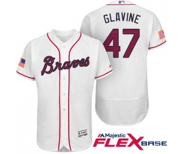 Men's Atlanta Braves #47 Tom Glavine White Stars & Stripes Fashion Independence Day Stitched MLB Majestic Flex Base Jersey