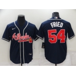 Men's Atlanta Braves #54 Max Fried Navy Blue Stitched MLB Cool Base Nike Jersey