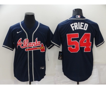 Men's Atlanta Braves #54 Max Fried Navy Blue Stitched MLB Cool Base Nike Jersey