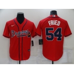Men's Atlanta Braves #54 Max Fried Red Stitched MLB Cool Base Nike Jersey