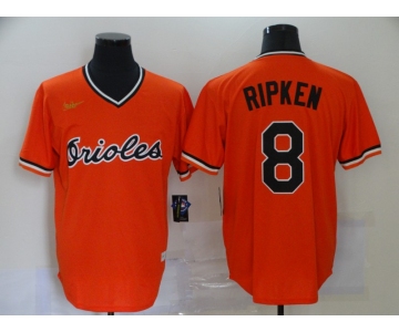 Men's Baltimore Orioles #8 Cal Ripken Jr. Orange Pullover Cooperstown Collection Stitched MLB Nike Jersey