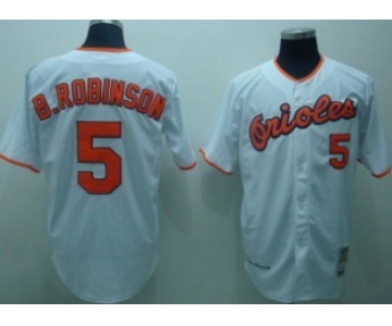 Baltimore Orioles #5 Brooks Robinson White Throwback Jersey