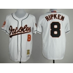 Baltimore Orioles #8 Cal Ripken 2001 White Throwback Jersey