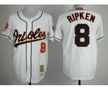 Baltimore Orioles #8 Cal Ripken 2001 White Throwback Jersey