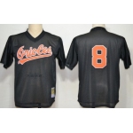 Baltimore Orioles #8 Cal Ripken Mesh BP Black Throwback Jersey