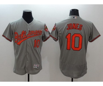 Men's Baltimore Orioles #10 Adam Jones Grey Flexbase Authentic Collection Stitched MLB Jersey