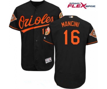 Men's Baltimore Orioles #16 Trey Mancini Black Alternate 25th Patch Stitched MLB Majestic Flex Base Jersey