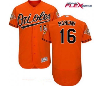 Men's Baltimore Orioles #16 Trey Mancini Orange Alternate 25th Patch Stitched MLB Majestic Flex Base Jersey