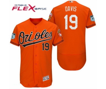 Men's Baltimore Orioles #19 Chris Davis Orange 2017 Spring Training Stitched MLB Majestic Flex Base Jersey