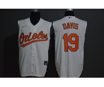 Men's Baltimore Orioles #19 Chris Davis White 2020 Cool and Refreshing Sleeveless Fan Stitched MLB Nike Jersey