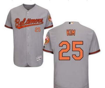Men's Baltimore Orioles #25 Hyun-soo Kim Gray Road Cool Base Majestic Baseball Jersey