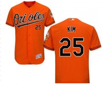 Men's Baltimore Orioles #25 Hyun-soo Kim Orange Cool Base Majestic Baseball Jersey