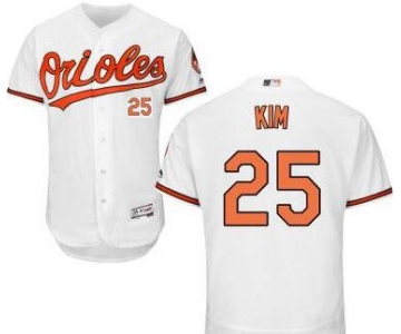 Men's Baltimore Orioles #25 Hyun-soo Kim White Home Cool Base Majestic Baseball Jersey