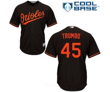 Men's Baltimore Orioles #45 Mark Trumbo Black Alternate Stitched MLB Majestic Cool Base Jersey