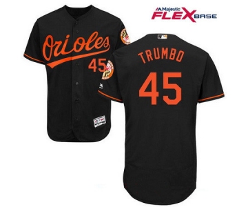 Men's Baltimore Orioles #45 Mark Trumbo Black Alternate Stitched MLB Majestic Flex Base Jersey