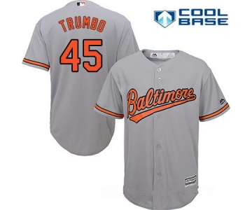 Men's Baltimore Orioles #45 Mark Trumbo Gray Road Stitched MLB Majestic Cool Base Jersey