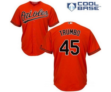 Men's Baltimore Orioles #45 Mark Trumbo Orange Alternate Stitched MLB Majestic Cool Base Jersey