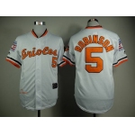 Men's Baltimore Orioles #5 Brooks Robinson 1970 Hall of Fame White Throwback Jersey