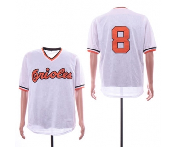 Men's Baltimore Orioles #8 Cal Ripken Jr White Mesh Throwback Jersey