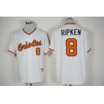 Men's Baltimore Orioles #8 Cal Ripken Retired Majestic White 1976 Turn Back the Clock Jersey