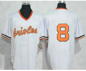 Men's Baltimore Orioles #8 Cal Ripken White Pullover Throwback Jersey By Mitchell & Ness