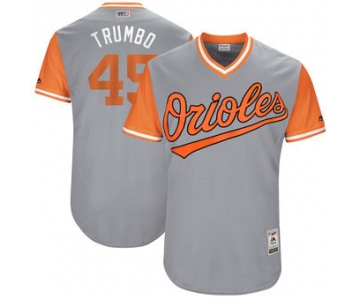 Men's Baltimore Orioles Mark Trumbo Trumbo Majestic Gray 2017 Players Weekend Authentic Jersey